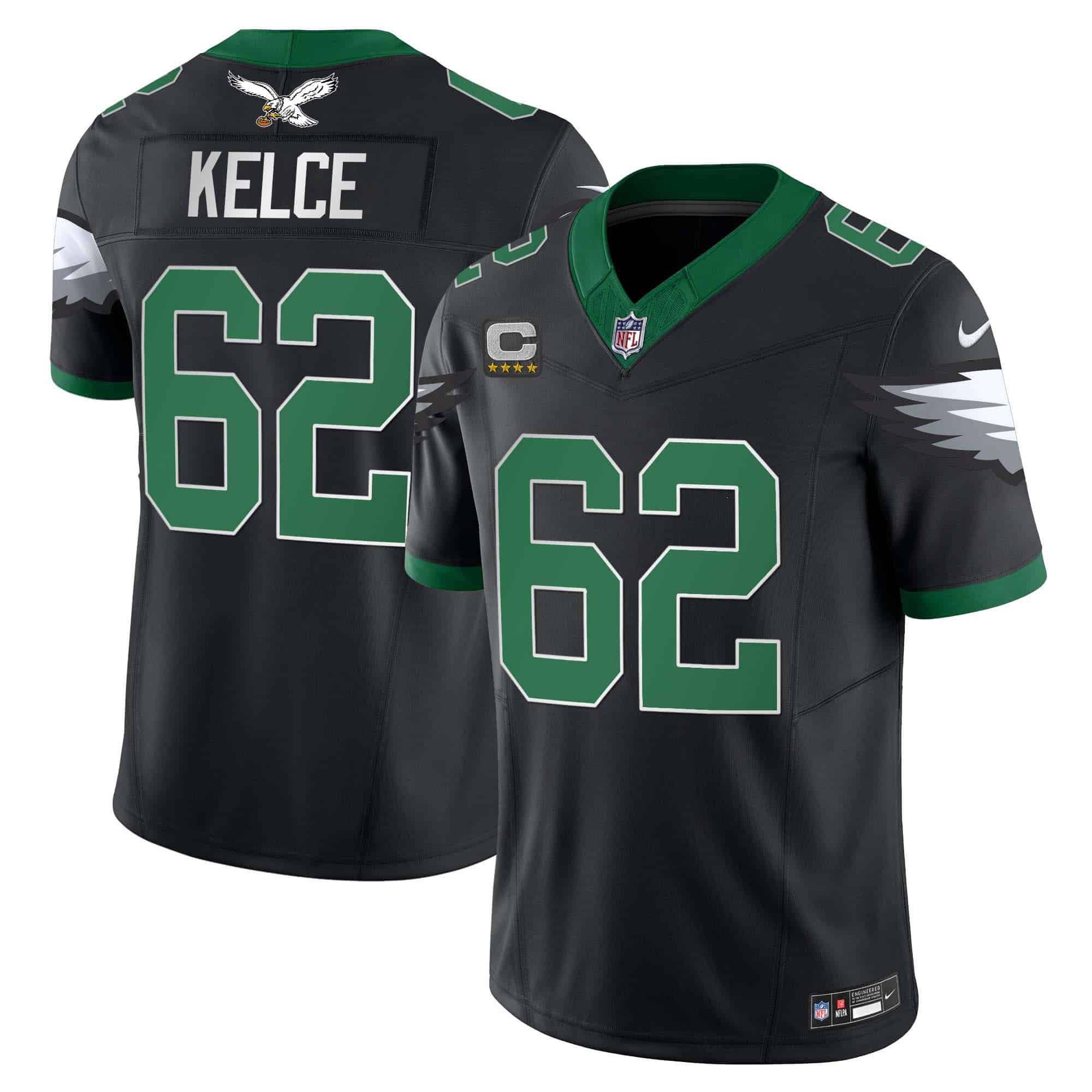 Men Philadelphia Eagles #62 Kelce Black 2024 Nike Vapor Limited NFL Jersey